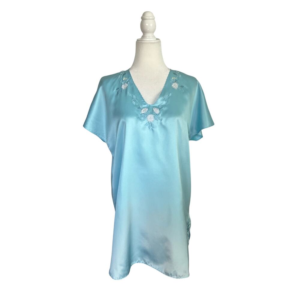 Henri Pierre Blue Embroidered Nightgown